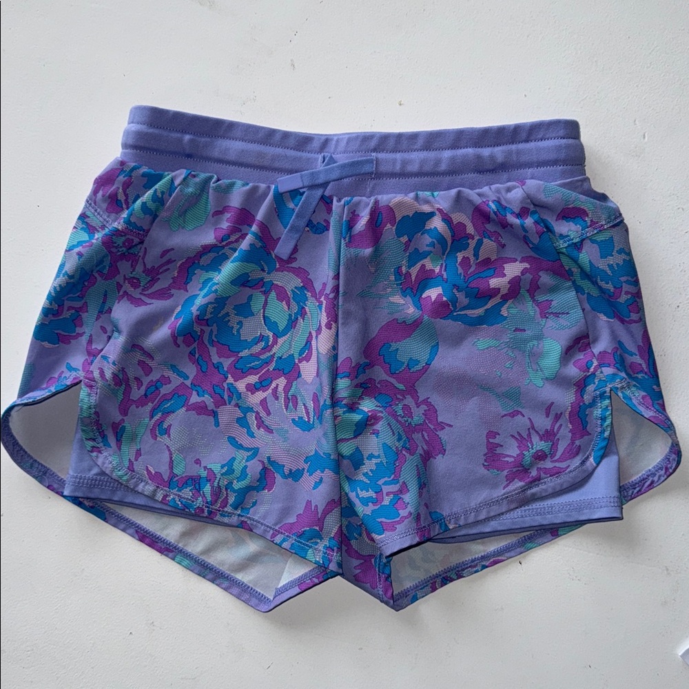 All in Motion Kids Floral Shorts - Lavender and Teal